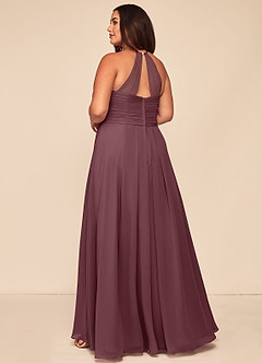 Azazie Ginger Bridesmaid Dresses Sangria A-Line Halter Pleated Chiffon Dress image10