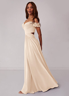 Barbie ♥ Azazie Bridesmaid Dresses White Alabaster A-Line Off the Shoulder Chiffon Convertible Dress image3