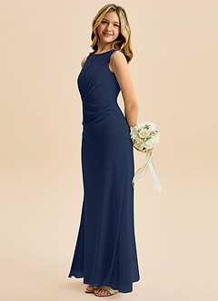 Azazie Floris Junior Linia A Pofałdowany Szyfon Długość podłogi Młodsza druhna Sukienka image5