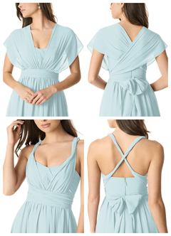 Azazie Olani Bridesmaid Dresses Mist A-Line Off the Shoulder Chiffon Convertible Dress image6