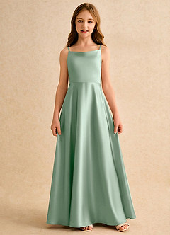 Azazie Joella Girls Formal Flower Girl Klänningar Klä A-Line i Stretch Satin Plisserad image4