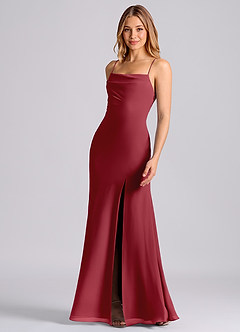 Azazie Grata Bridesmaid Dresses Pomegranate Mermaid Pleated Chiffon Dress image5