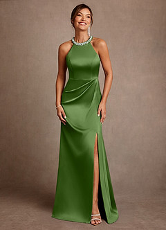 Azazie Lawrence Mother of the Bride Dresses Basil A-Line Pleated Stretch Satin Dress image1
