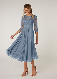 Azazie Tutu Abiti per la Madre della Sposa Abito A-Line in Chiffon in Pizzo con Scollo a Barca Crepuscolo image3