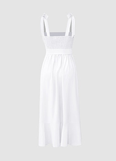 Love Of Romance White Tie-Straps Ruffled Midi Dress image6
