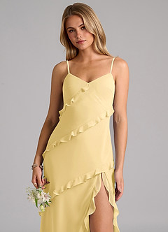 Azazie Nancie Bridesmaid Dresses Butter Mermaid Ruched Chiffon Dress image7