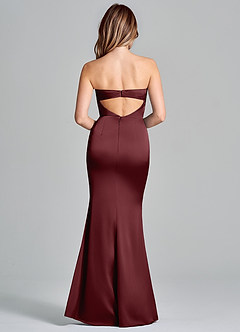 Azazie Olea 신부 들러리 드레스 인어 스트랩리스 스트레치 새틴 바닥 길이 드레스 image4