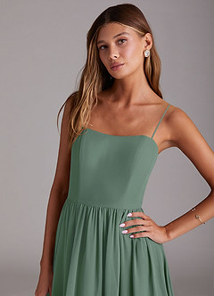 Azazie Calianna Bridesmaid Dresses Eucalyptus A-Line Off the Shoulder Chiffon Convertible Dress image2