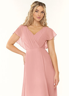 Azazie Rylee Bridesmaid Dresses Rosette A-Line Pleated Chiffon Dress image5