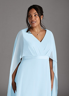 Azazie Isa Mother of the Bride Dresses Sky Blue A-Line V-Neck Pleated Chiffon Dress image11