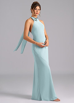 Azazie Velli Bridesmaid Dresses Mist Mermaid Bow Chiffon Dress image3
