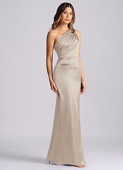 Azazie Akilah Brudtärnklänningar Klä av Sjöjungfru i Stretch Satin Ena axeln Frost image3