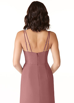 Azazie Leo Bridesmaid Dresses Desert Rose Mermaid V-Neck Pleated Chiffon Dress image6