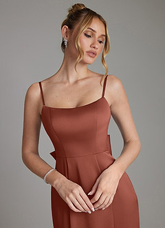 Azazie Zherra Bridesmaid Dresses Auburn Mermaid Bow Stretch Satin Dress image3