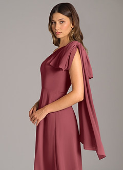 Azazie Tella Bridesmaid Dresses Merlot A-Line One Shoulder Chiffon Dress image8