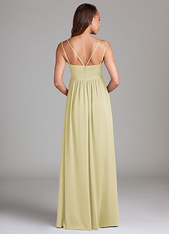 Azazie Emree At-home Try On Dresses A-Line Stretch Satin Floor-Length Dress with Pockets image2