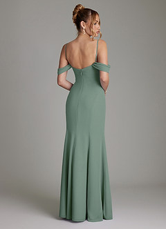 Azazie Karmela Bridesmaid Dresses Eucalyptus A-Line Off the Shoulder Chiffon Dress image2