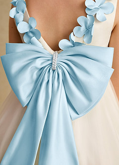 Azazie Lilli Flower Girl Dresses Ivory Sky Blue A-Line Bow Tulle Dress image6