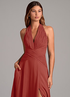 Azazie Elizabeth Bridesmaid Dresses Terracotta A-Line Pleated Chiffon Dress image6