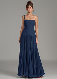 Azazie Yuliana Bridesmaid Dresses Dark Navy A-Line Strapless Chiffon Dress image4