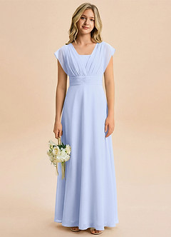 Azazie Soline Junior Linia A Pofałdowany Szyfon Długość podłogi Młodsza druhna Sukienka image1