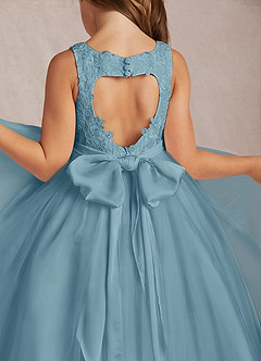 Azazie Calla Flower Girl Dresses Moody Blue Ball-Gown Lace Tulle Dress image4