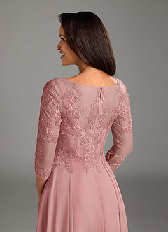 Azazie Marge Mother of the Bride Dresses Dusty Rose A-Line Scoop Lace Chiffon Dress image4