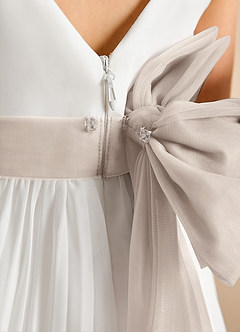 Azazie Margot Flower Girl Dresses Ivory Frost A-Line Pleated Chiffon Dress image9