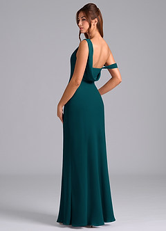 Azazie Madelyn Bridesmaid Dresses Pine Mermaid Off the Shoulder Chiffon Convertible Dress image6