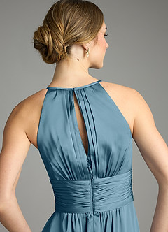 Azazie Bonnie Bridesmaid Dresses Bermuda A-Line Pleated Stretch Satin Dress image6