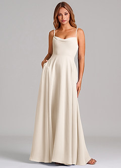 Azazie Elle Bridesmaid Dresses White Alabaster A-Line Pleated Chiffon Dress image1