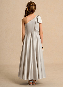 Azazie Guppy Junior Formal vestidos de niña de las flores Vestido de Escarcha de Satin Mate de Corte En A con Hombro unilateral image2