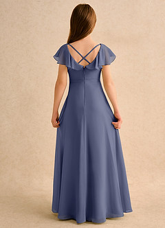 Azazie Nari Girls Formal Blumenmädchenkleider A-Linie mit ärmel Chiffon Kleid Sturm image7