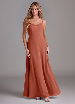 Azazie Daenerys Vestidos de damas de honor Vestido de Arcilla de Gasa de Corte en A con Vaca image3