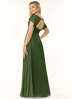 Azazie Rylee Bridesmaid Dresses Olive A-Line Pleated Chiffon Dress image4