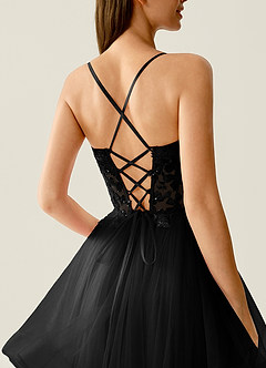 Mosaic Schwarz Ballkleid mit Rüschen image6