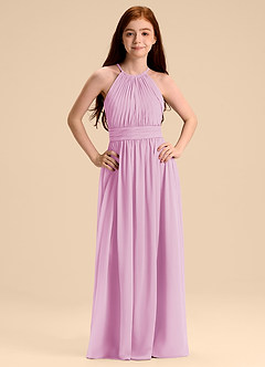 Azazie Malone Junior Robe Trapèze en Mousseline de soie Plissée Rose Bonbon image7