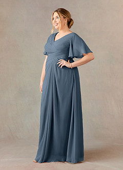 Azazie Morning Glory Mother of the Bride Dresses Neptune A-Line V-Neck Ruched Chiffon Dress image7