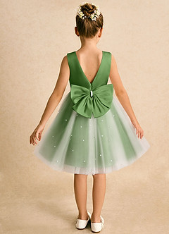 Azazie Esme Abiti da Ragazza di Fiori Abito Principessa in Tulle Fiocco Basilico image1