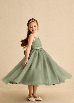 Azazie Patootie Flower Girl Dresses Pistachio A-Line Spaghetti Strap Tulle Dress image3