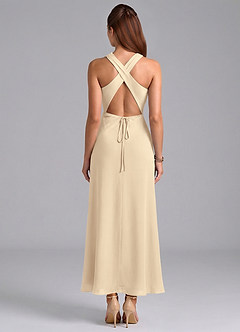 Azazie Evadne 신부 들러리 드레스 쉬스 주름진 쉬폰 발목 길이 드레스 image6