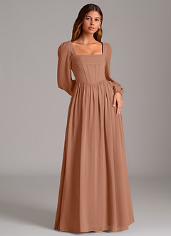 Azazie Maree Bridesmaid Dresses Bronzer A-Line Corset Chiffon Dress image4