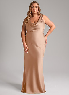 Azazie Rylina Bridesmaid Dresses English Rose Mermaid Stretch Satin Dress image1
