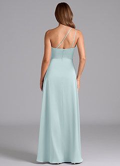 Azazie Trina Bridesmaid Dresses Mist A-Line One Shoulder Stretch Satin Dress image2