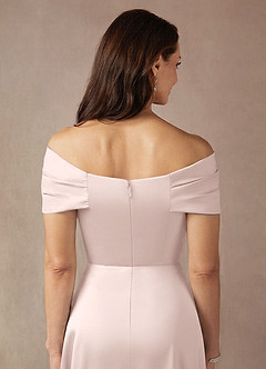 Azazie Amelia Venta final Vestido de Rosa Rubor de Satén Elástico de Corte en A con Vestidos sin tirantes image8