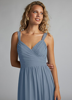 Azazie Aziza Bridesmaid Dresses Twilight A-Line V-Neck Pleated Chiffon Dress image5
