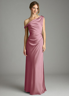 Azazie Emerson Bridesmaid Dresses Vintage Mauve Mermaid Off the Shoulder Stretch Satin Dress image4