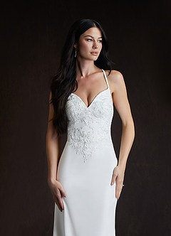 Azazie Kita Wedding Dresses Diamond White Mermaid Lace Stretch Crepe Dress image5