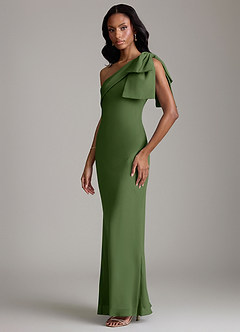 Azazie Yuanna Bridesmaid Dresses Olive Mermaid One Shoulder Chiffon Dress image5