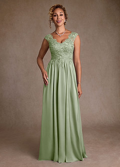 Azazie Amethyst Mother of the Bride Dresses Dusty Sage A-Line Lace Dress image4